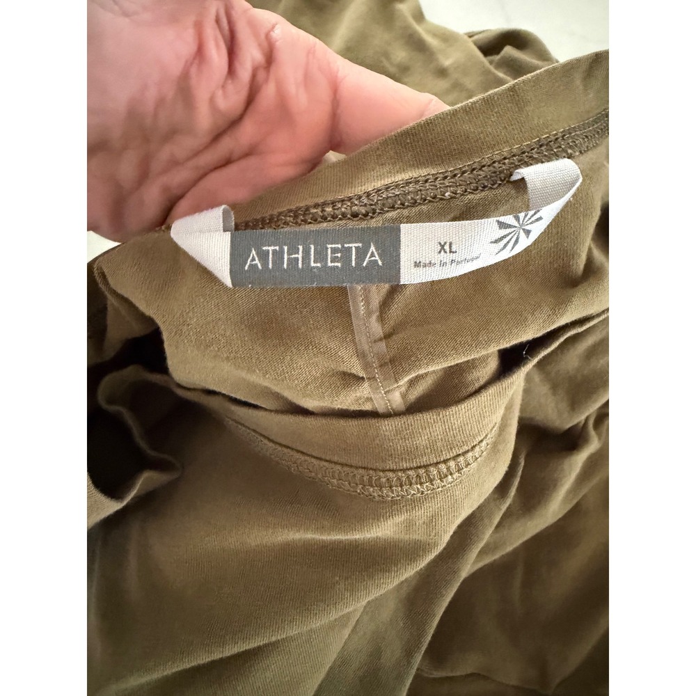 Athleta Organic Cotton Ruched Long Sleeve Top Olive Green XL 869159 - Picture 2 of 8